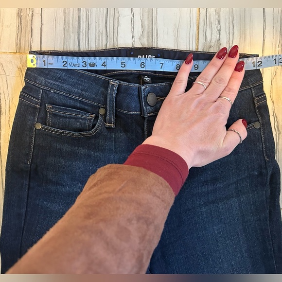 EUC PAIGE Bell Canyon Dark Blue Flare Bootcut Stretch Jeans - Picture 11 of 15